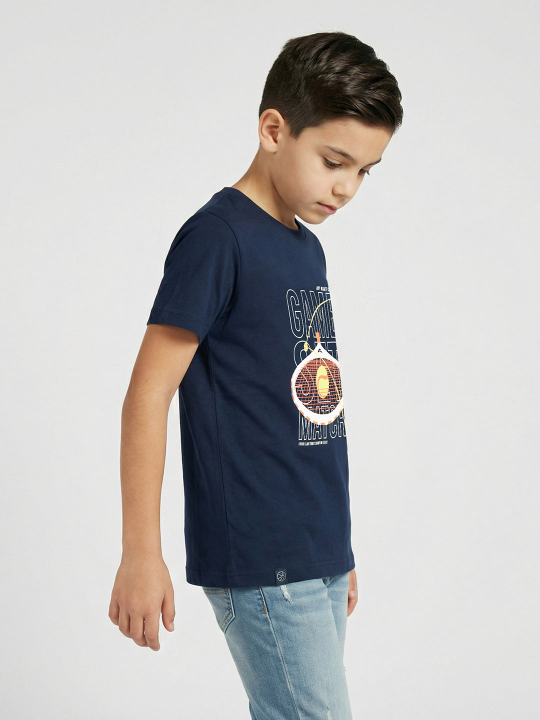 Boys Red, White & Navy Blue Printed Round Neck Half Sleeve T-Shirt (Pack of 3)