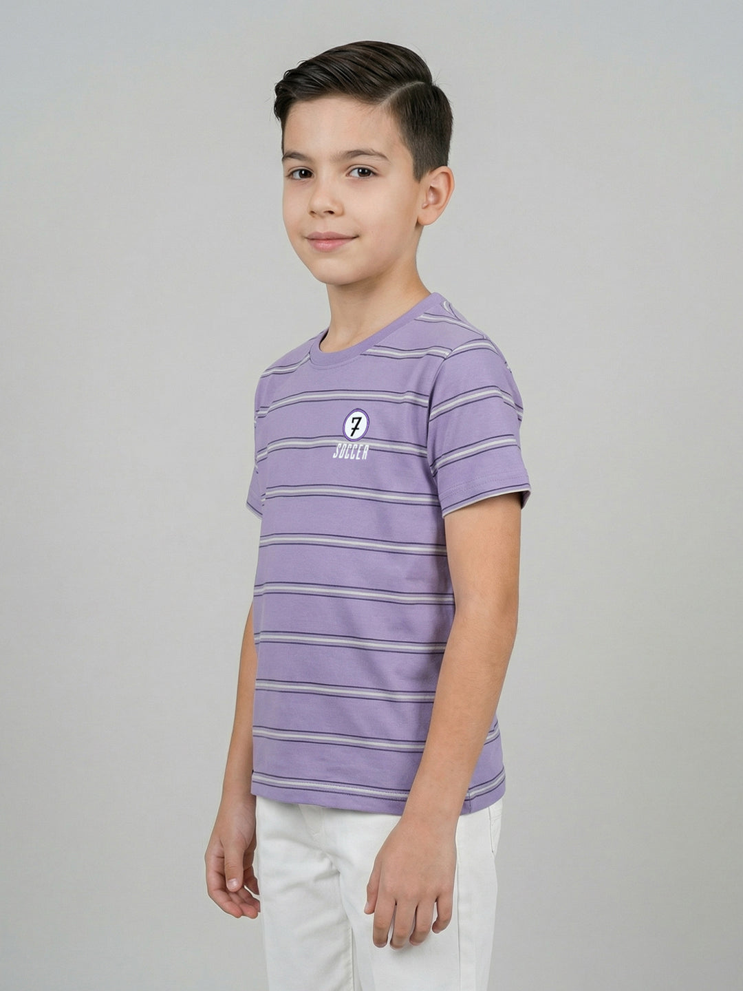 Boys Peach, Yellow & Purple Printed Round Neck Half Sleeve T-Shirt (Pack of 3)