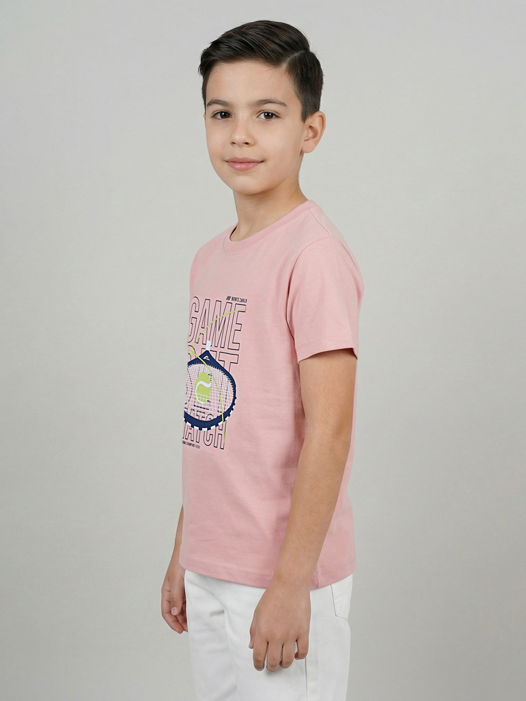 Boys Peach, Yellow & Purple Printed Round Neck Half Sleeve T-Shirt (Pack of 3)