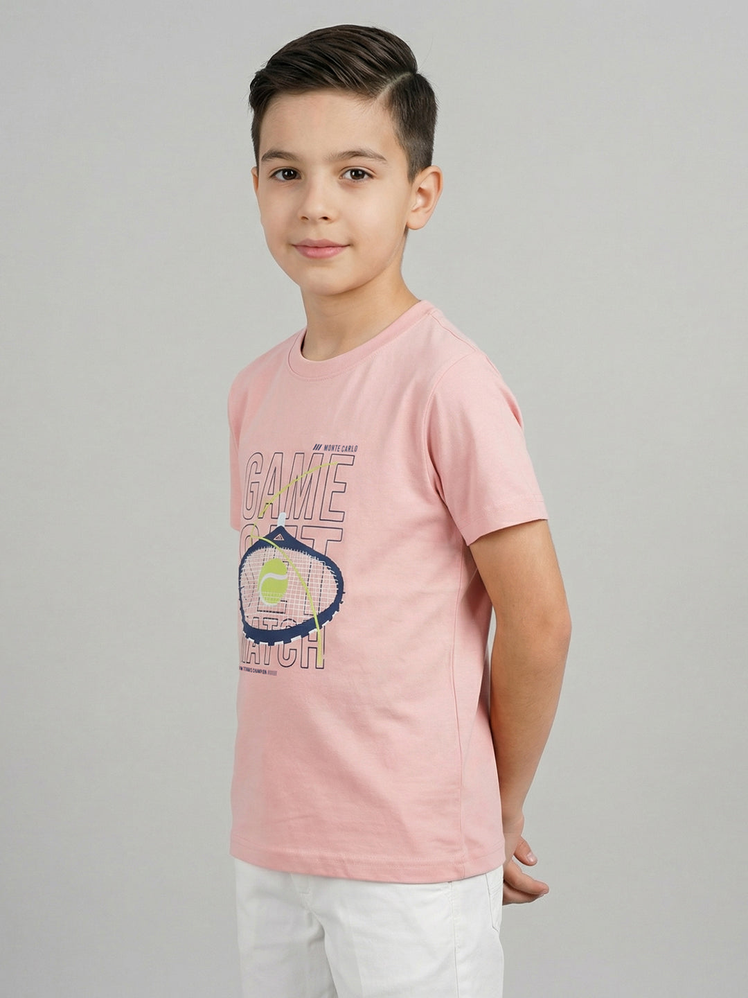 Boys Peach, Yellow & Purple Printed Round Neck Half Sleeve T-Shirt (Pack of 3)