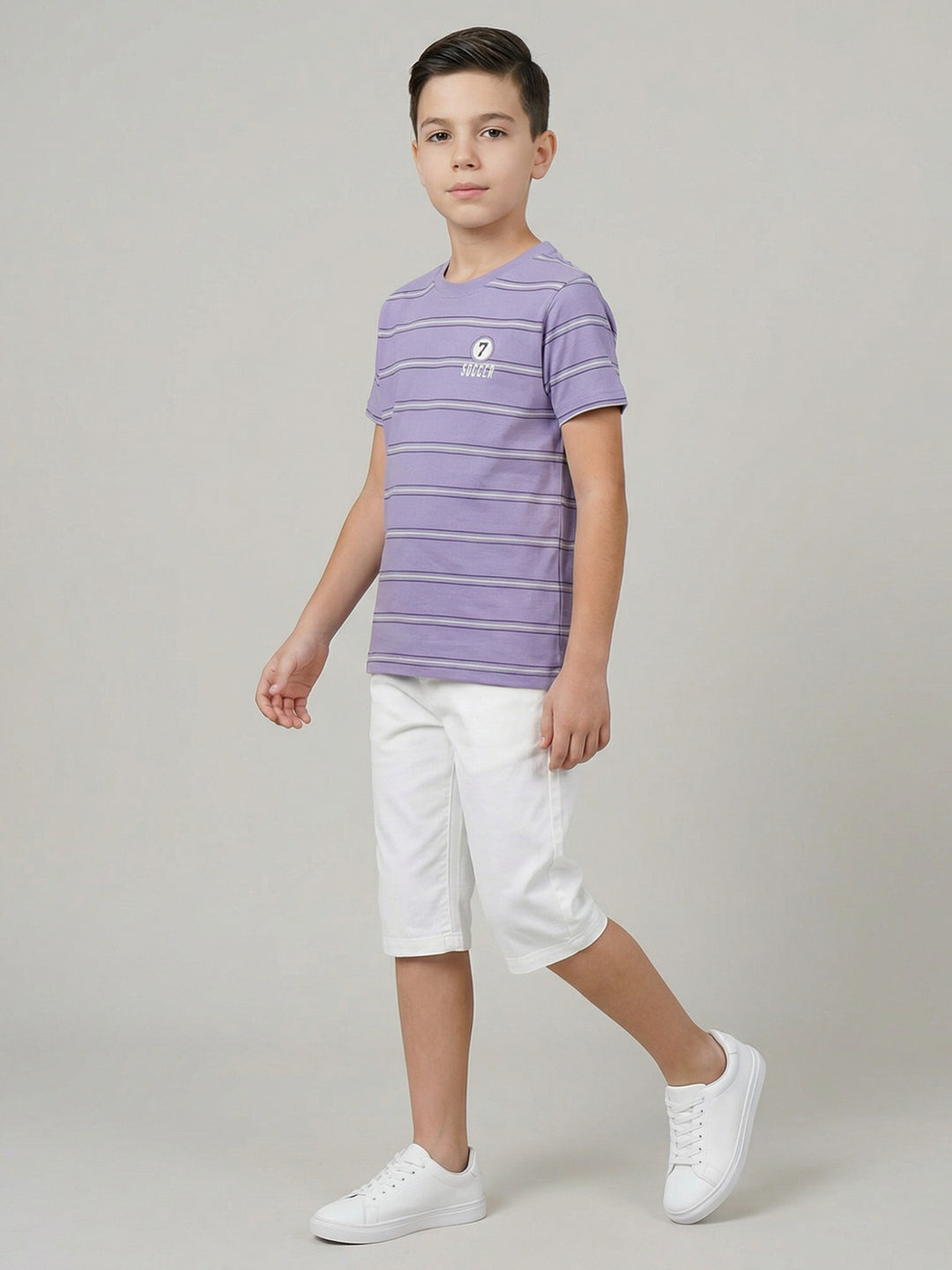 Boys Peach, Yellow & Purple Printed Round Neck Half Sleeve T-Shirt (Pack of 3)