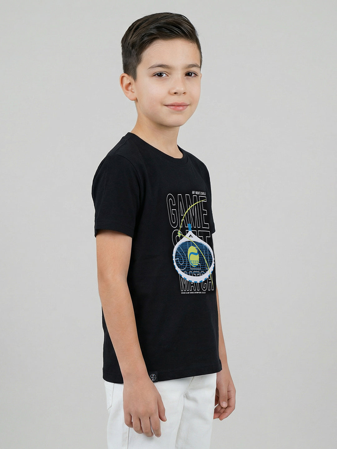 Boys Black, Cream & Orange Printed Round Neck Half Sleeve T-Shirt (Pack of 3)