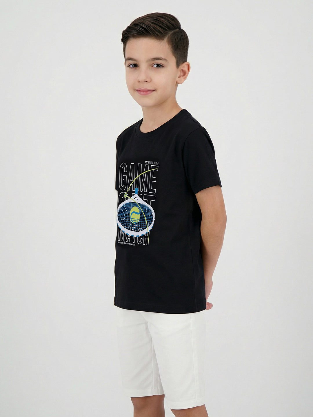 Boys Black, Cream & Orange Printed Round Neck Half Sleeve T-Shirt (Pack of 3)