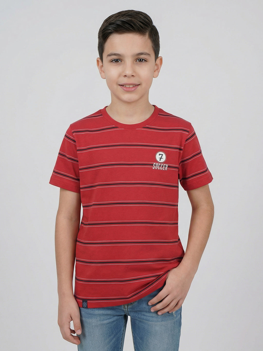 Boys Red, Beige & Navy Blue Printed Round Neck Half Sleeve T-Shirt (Pack of 3)