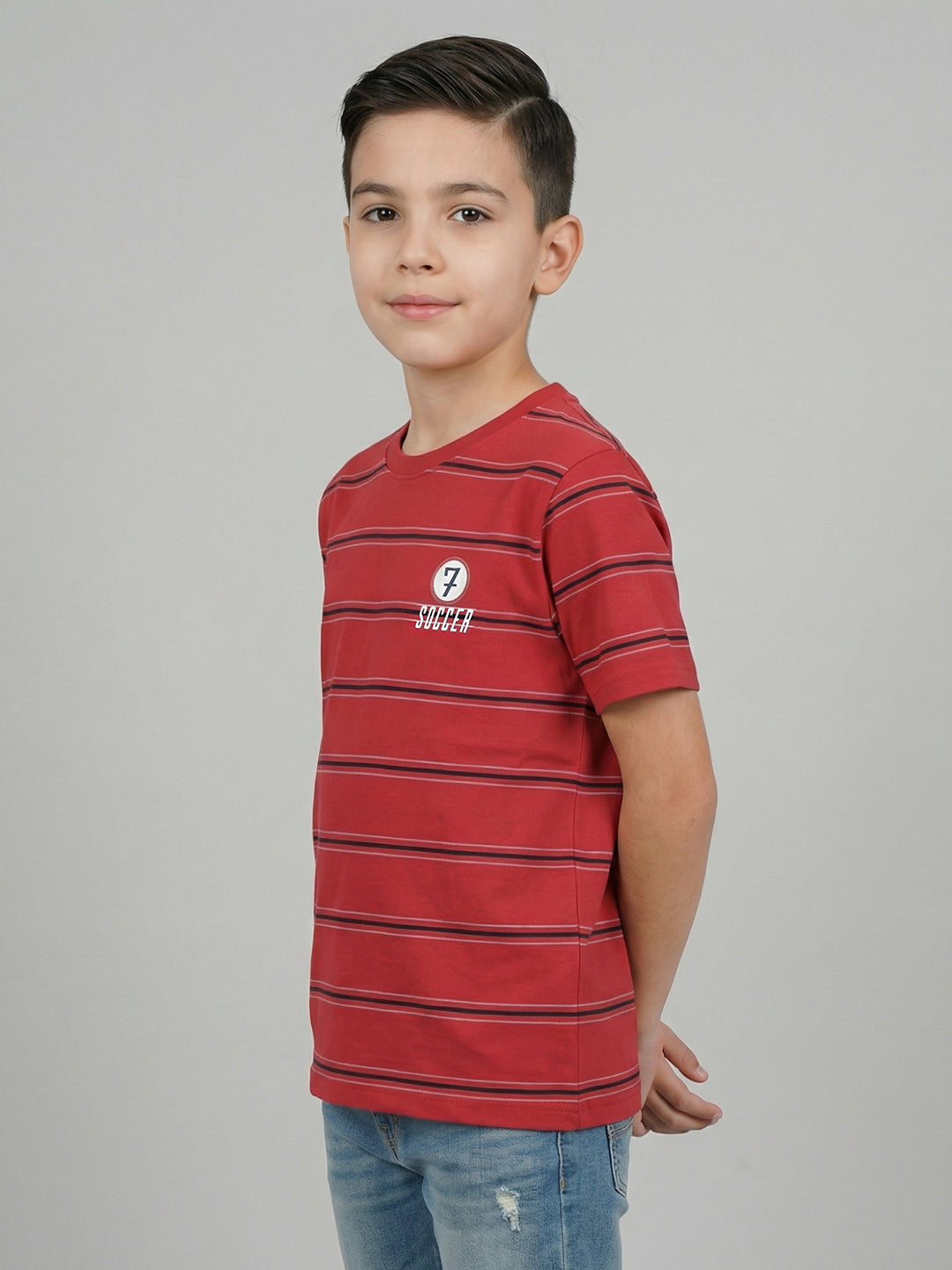 Boys Red, Beige & Navy Blue Printed Round Neck Half Sleeve T-Shirt (Pack of 3)
