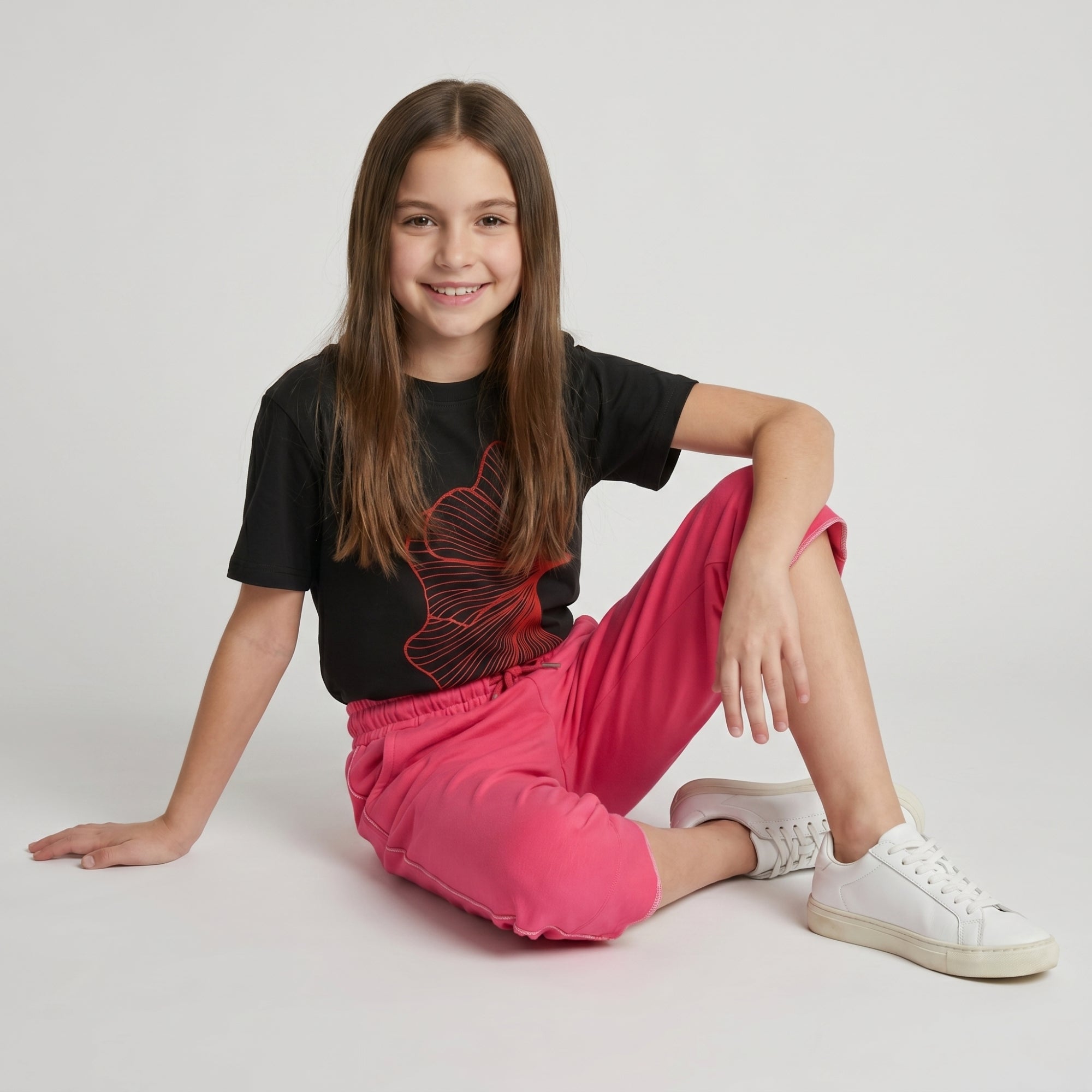 Girls Coral Solid Regular Fit Capri