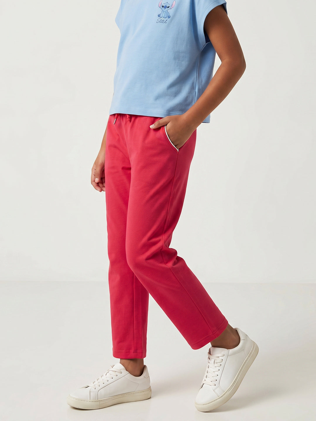 Girls Coral Solid Regular Fit Lower
