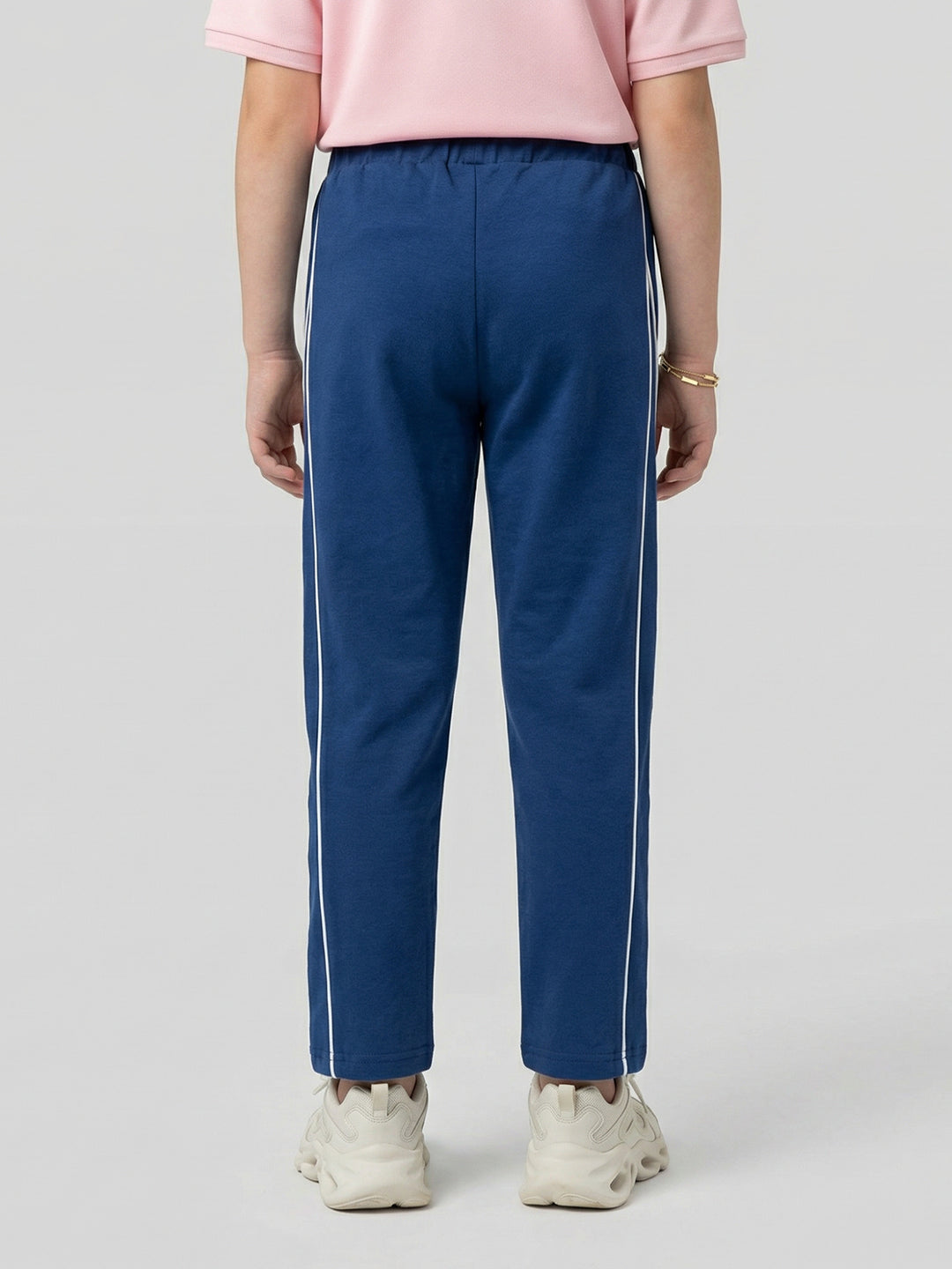 Girls Dark Blue Printed Regular Fit Lower