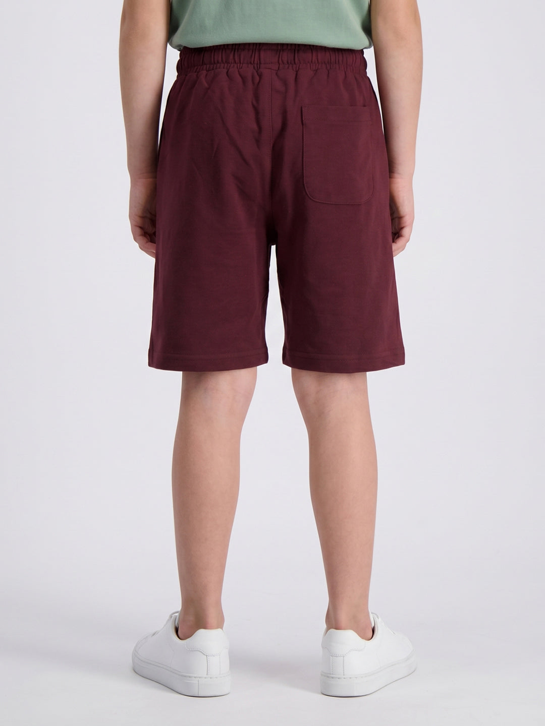 Boys Maroon Solid Regular Fit Shorts