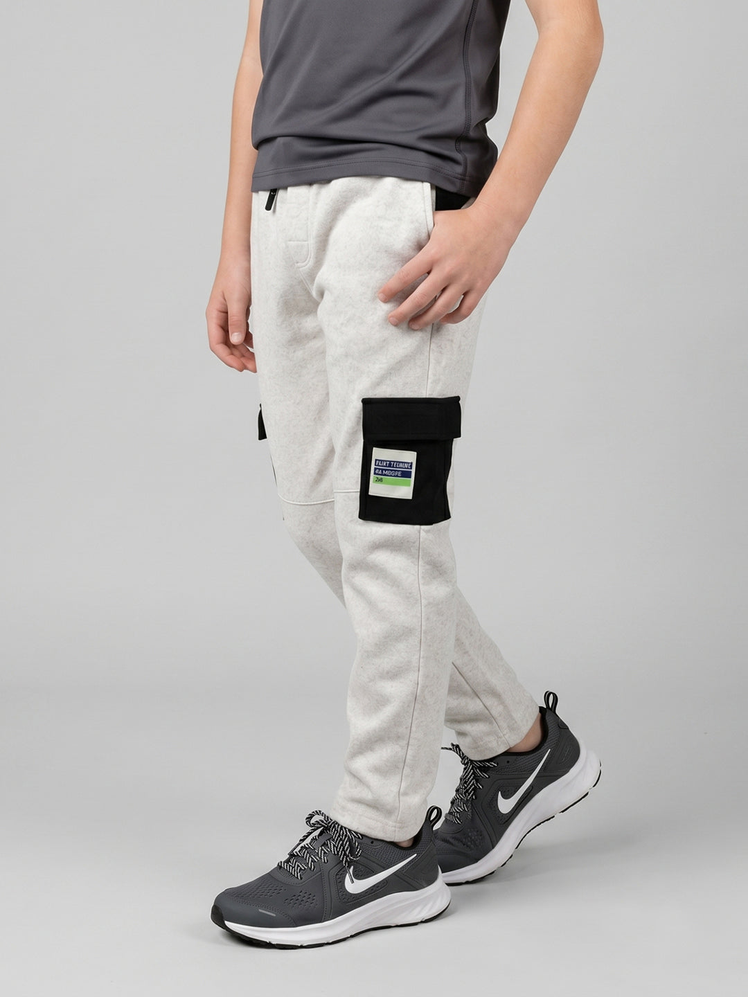 Boys Off White Textured Regular Fit Lower