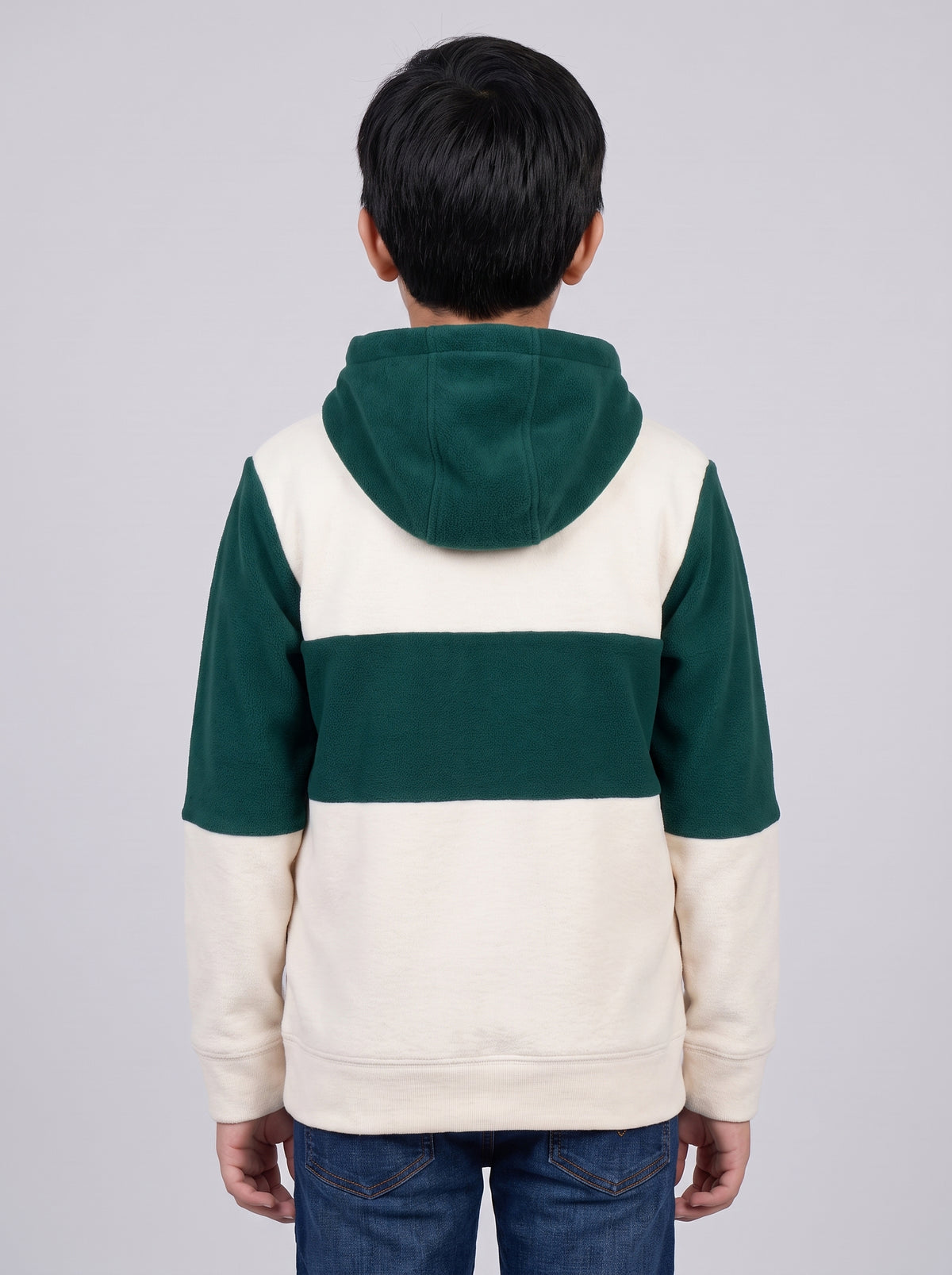 Boys Off White Self Design Hooded Full Sleeve Sweatshirt