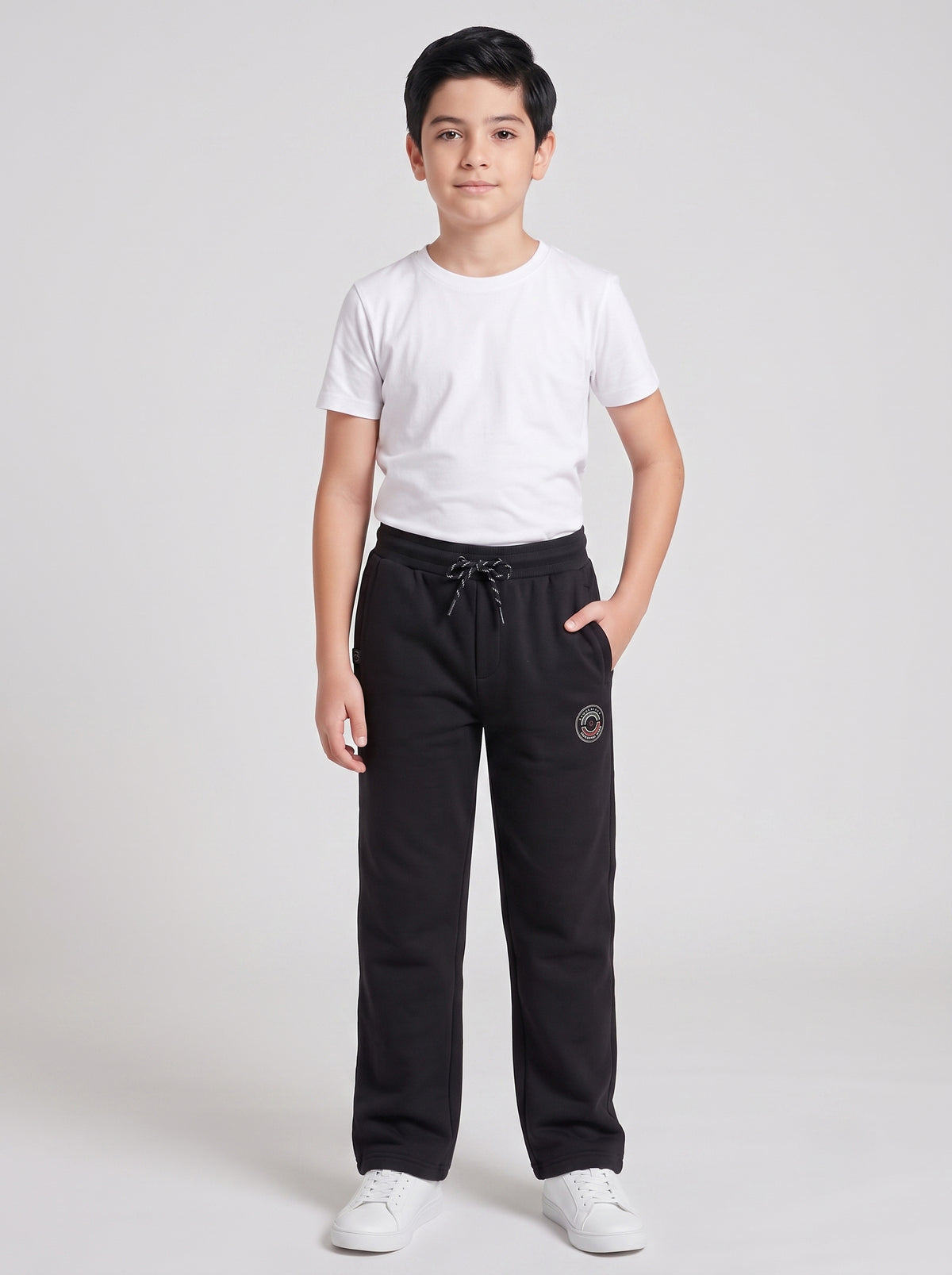 Boys Black Solid Regular Fit Lower