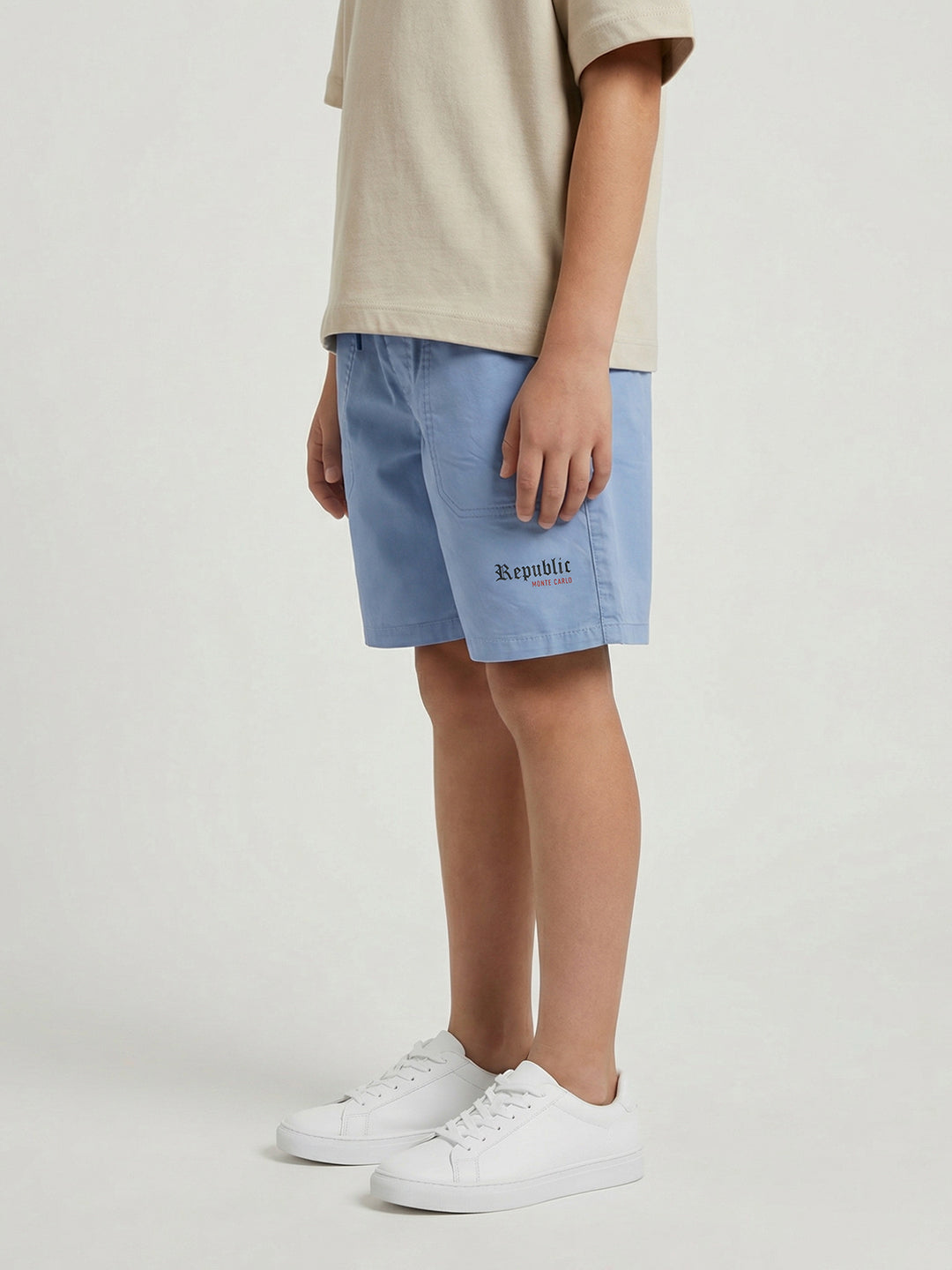 Boys Light Blue Solid Regular Fit Shorts
