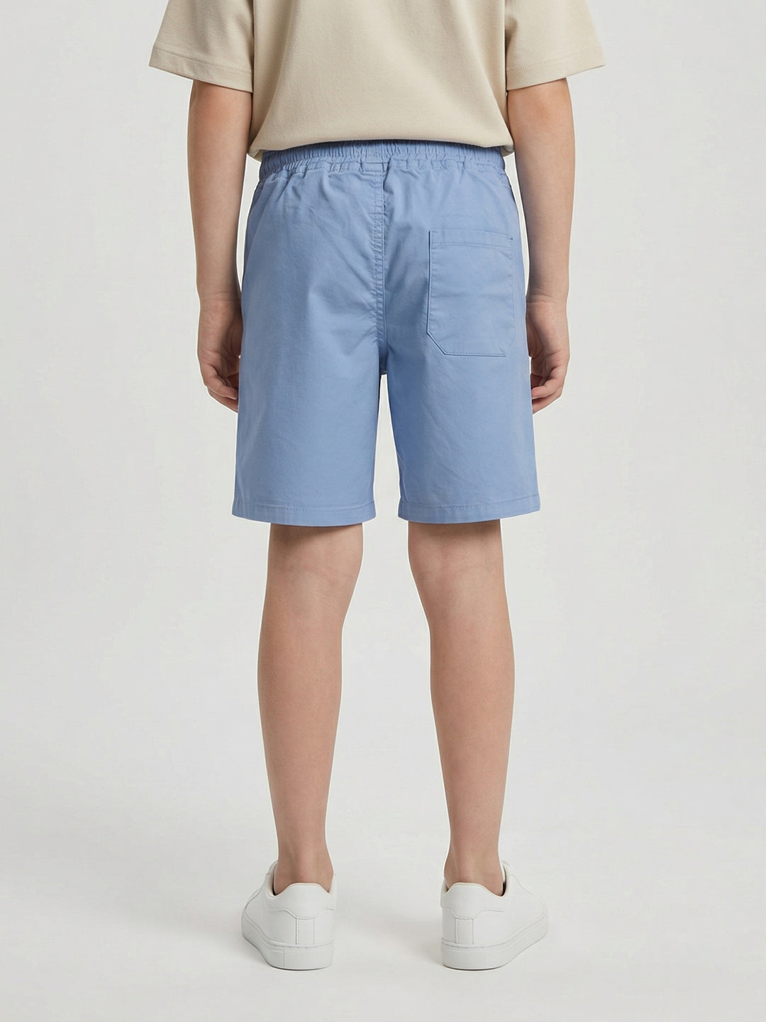 Boys Light Blue Solid Regular Fit Shorts