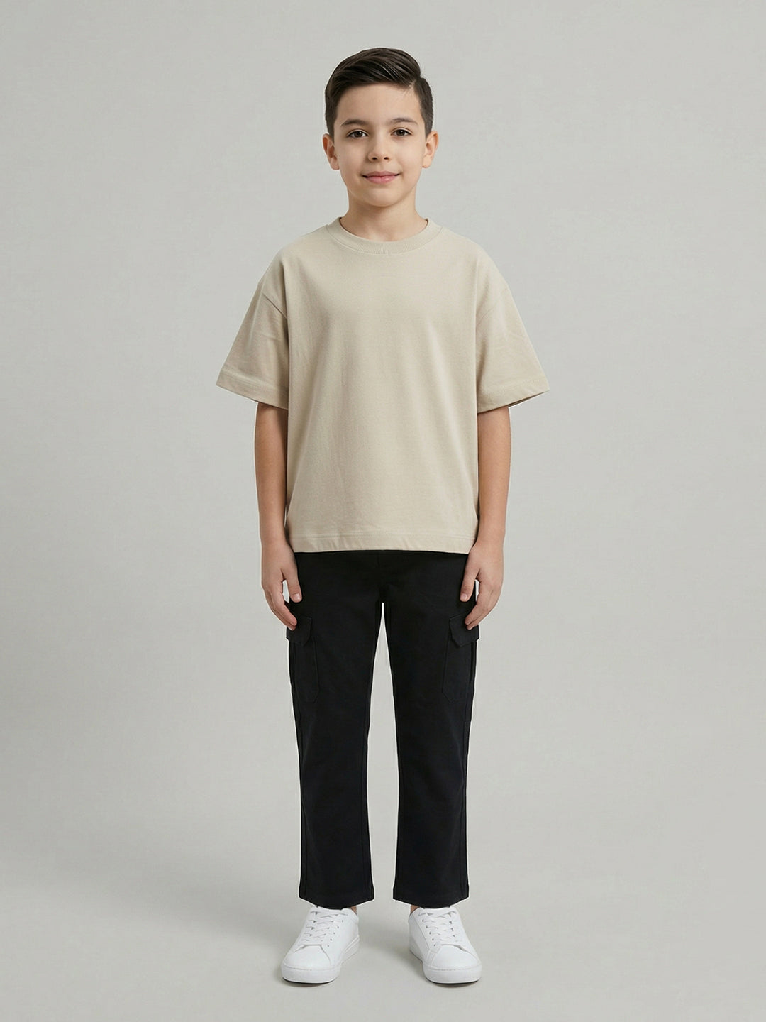 Boys Black Solid Straight Fit Jogger
