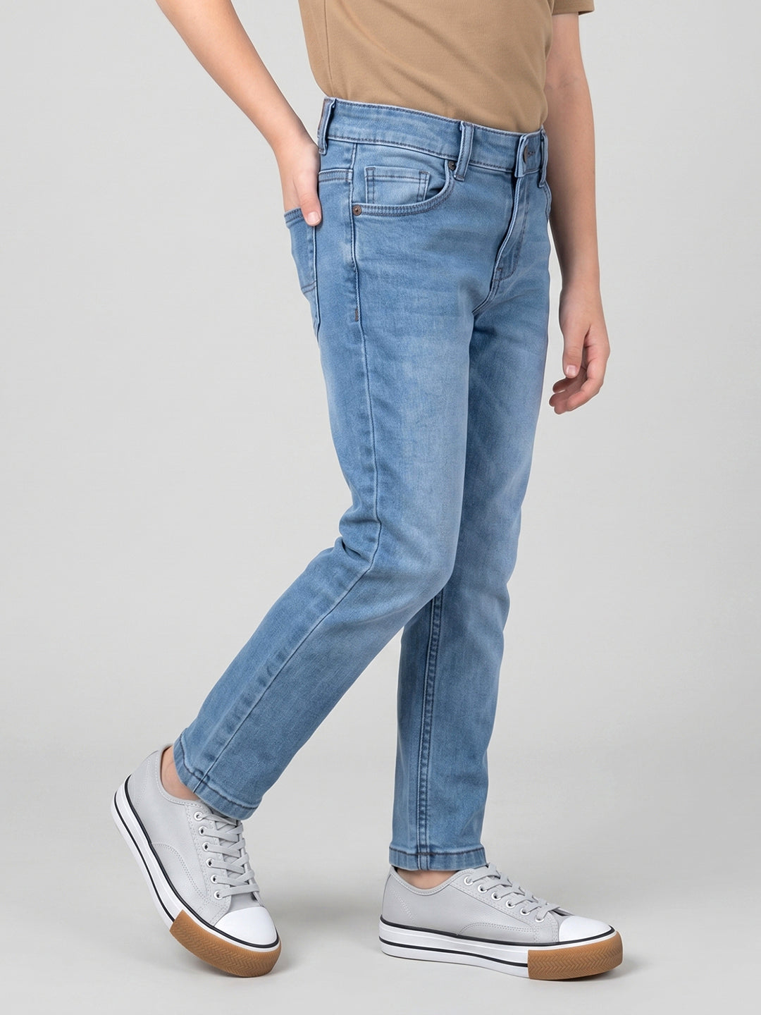 Boys Light Blue Light Wash Slim Fit Denim