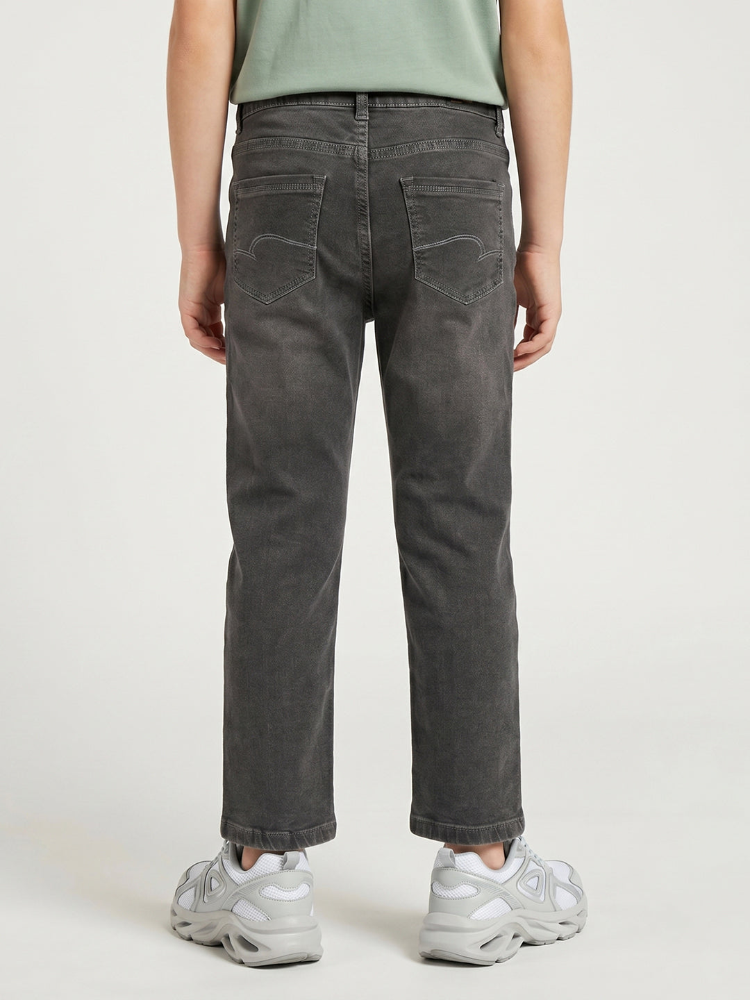 Boys Grey Light Wash Straight Fit Denim
