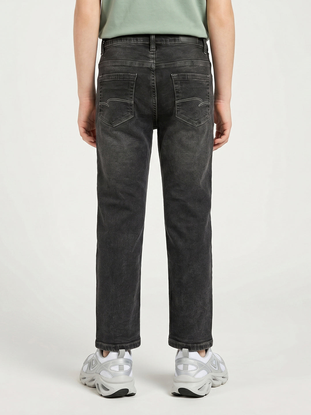 Boys Grey Light Wash Straight Fit Denim