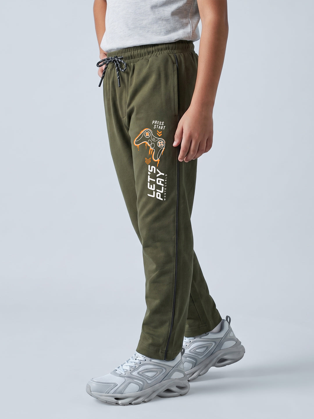 Boys Olive Printed Regular Fit Lower