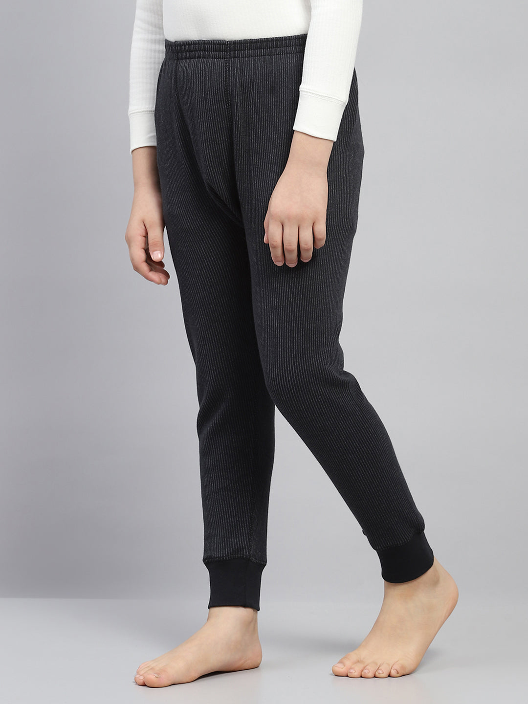 Boys Black Solid Thermal Lower