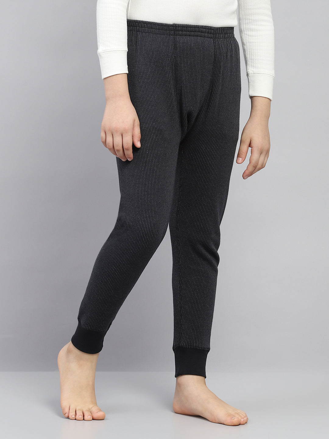 Boys Black Solid Thermal Lower