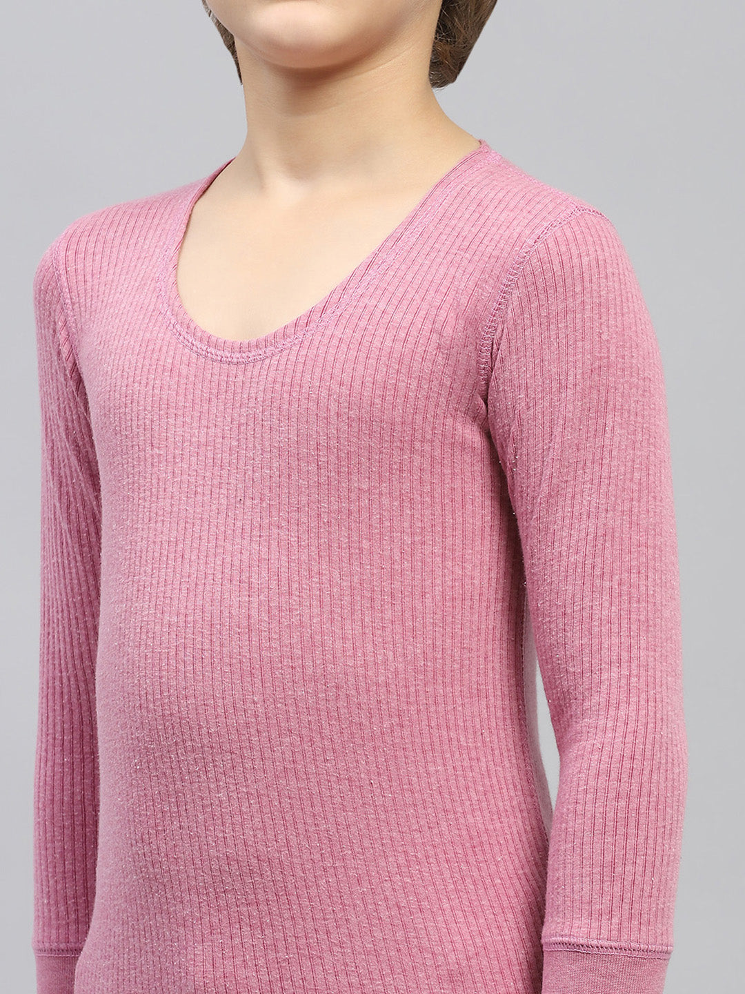 Boys Pink Solid Thermal Vest