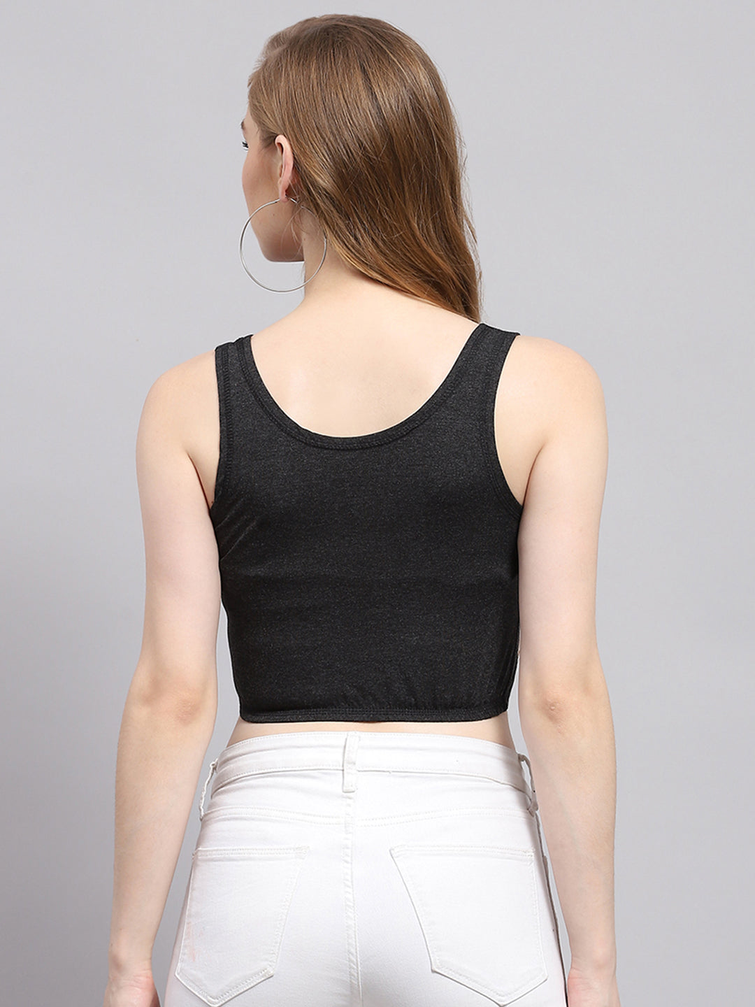 Women Grey Solid Thermal Blouse Top