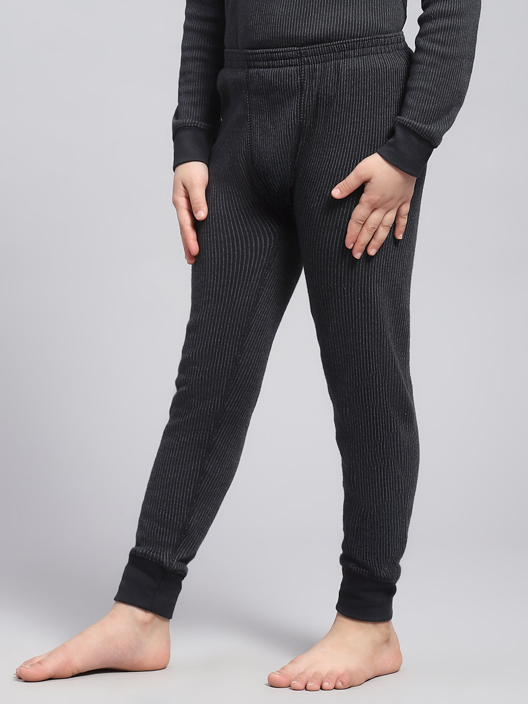 Girls Black Solid Thermal Lower