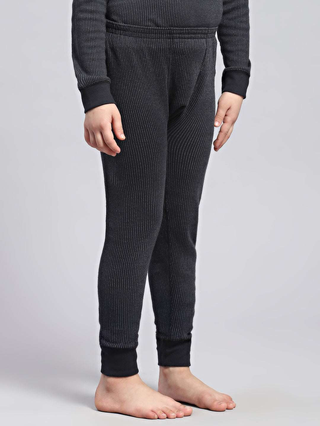 Girls Black Solid Thermal Lower