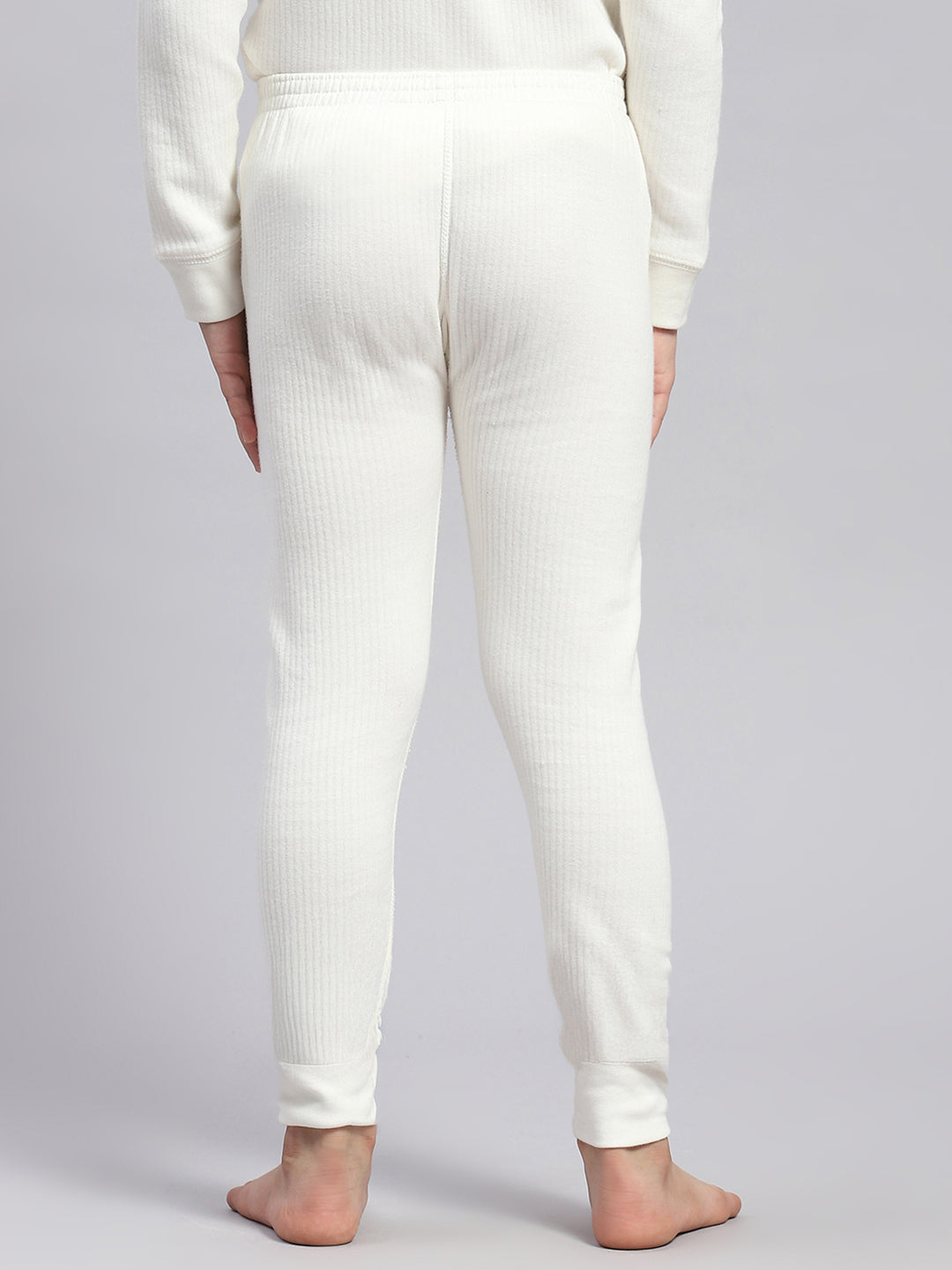 Kids-Unisex White Solid Thermal Lower