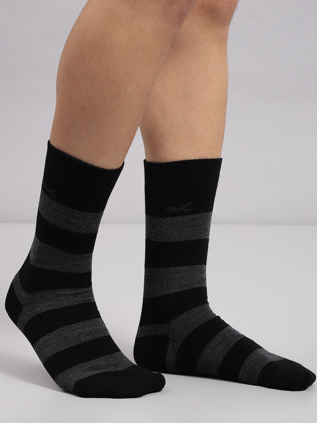 Men Wool blend Stripe Mid Calf Length Socks (1 Pair)