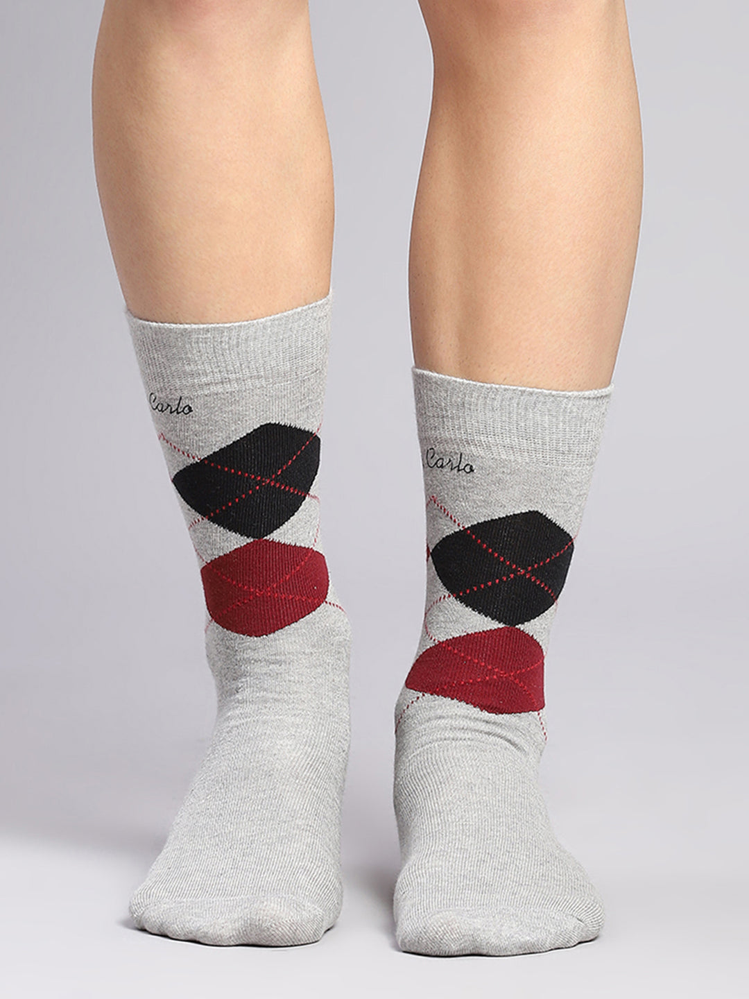 Men Cotton Blend Self Design Calf Length Socks (Pack of 3)