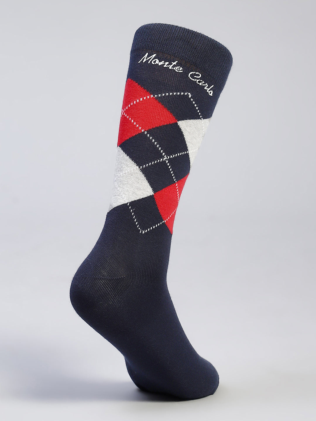 Men Cotton Blend Self Design Calf Length Socks (Pack of 3)