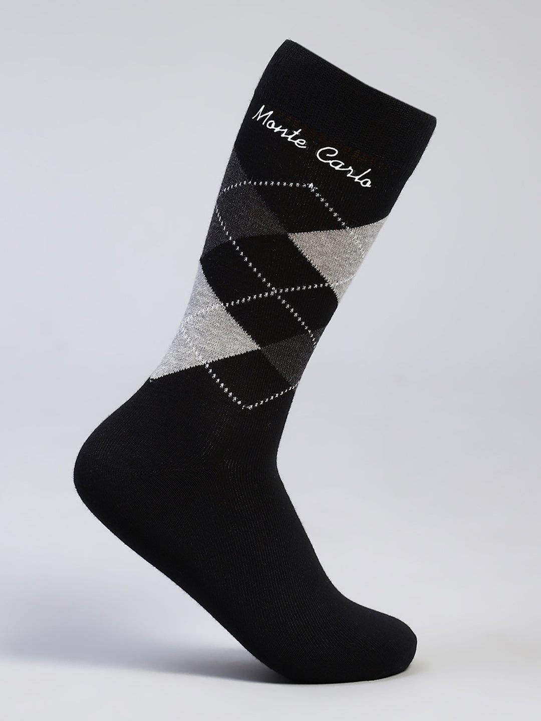 Men Cotton Blend Self Design Calf Length Socks (Pack of 3)