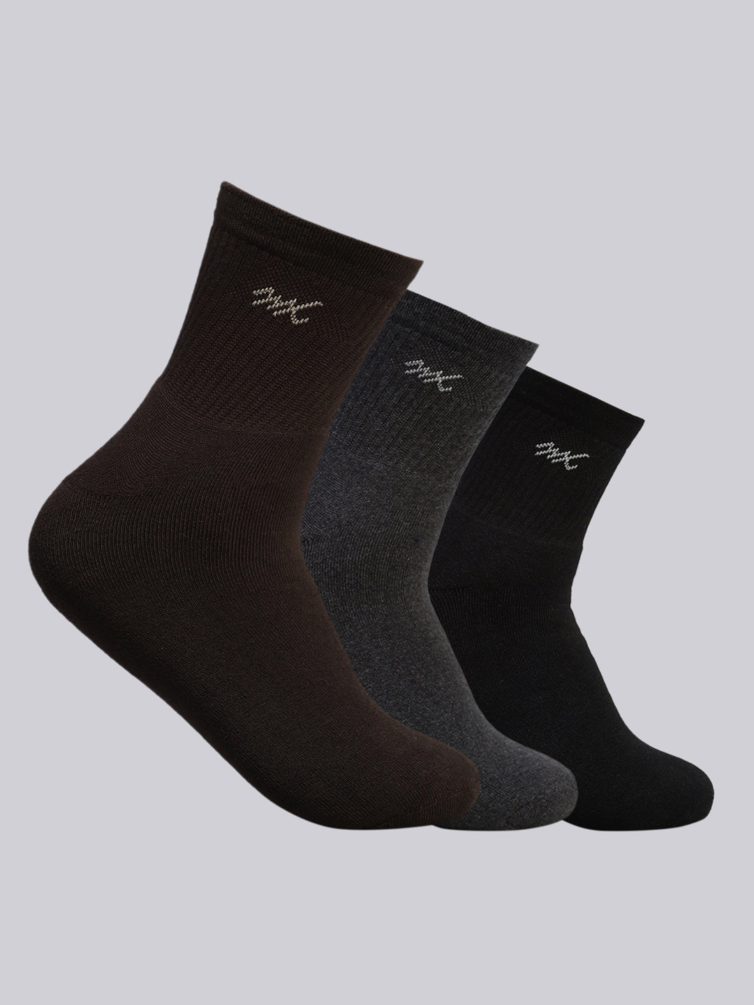 Men Cotton Blend Self Design Crew Length Socks (Pack of 3)