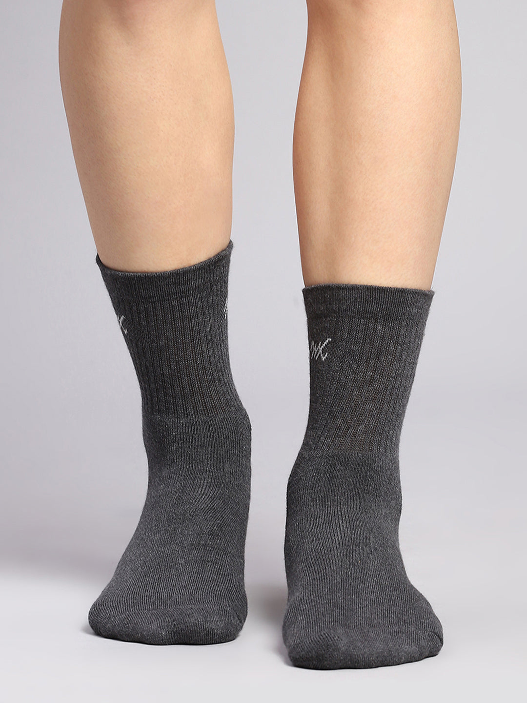 Men Cotton Blend Self Design Crew Length Socks (Pack of 3)
