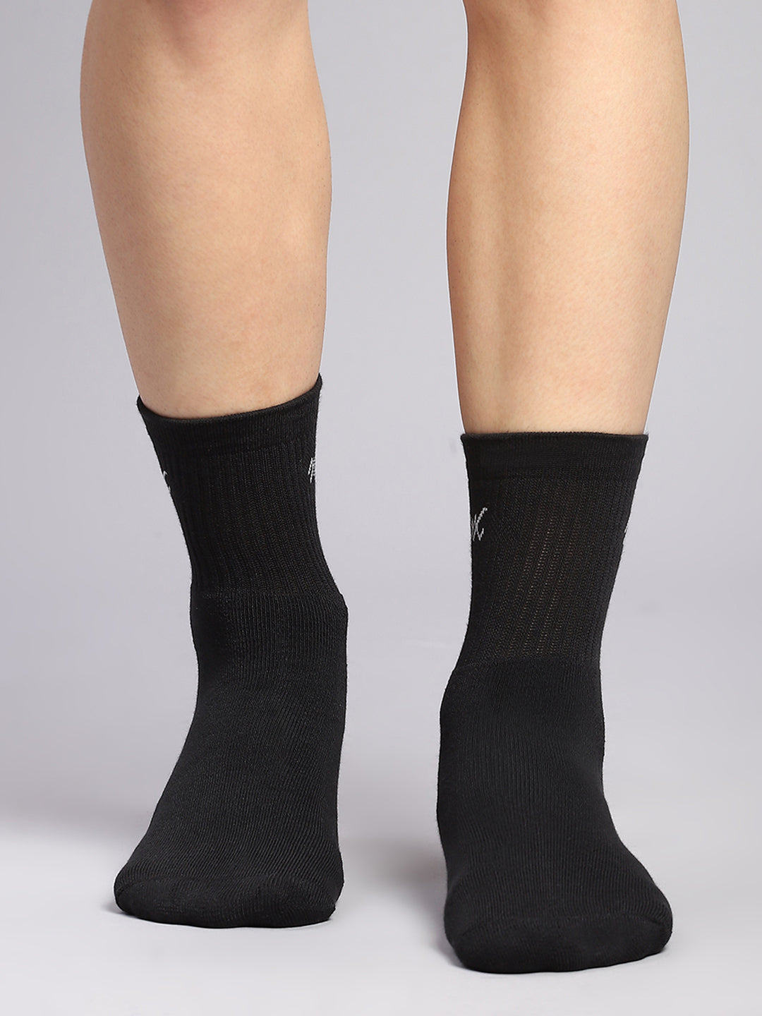 Men Cotton Blend Self Design Crew Length Socks (Pack of 3)