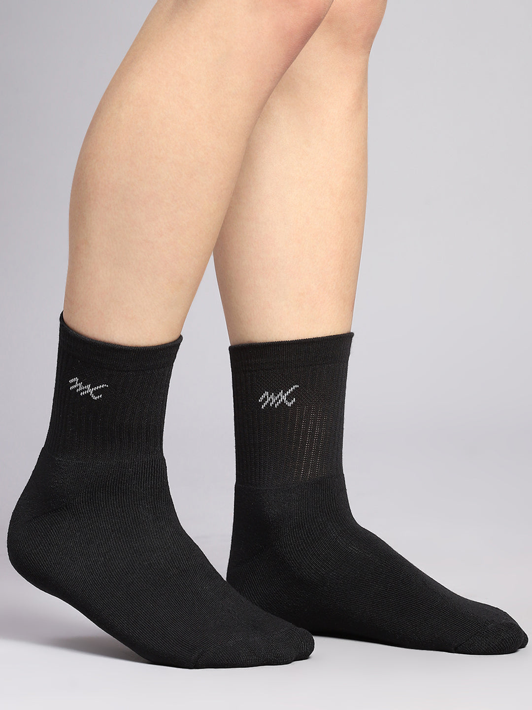 Men Cotton Blend Self Design Crew Length Socks (Pack of 3)