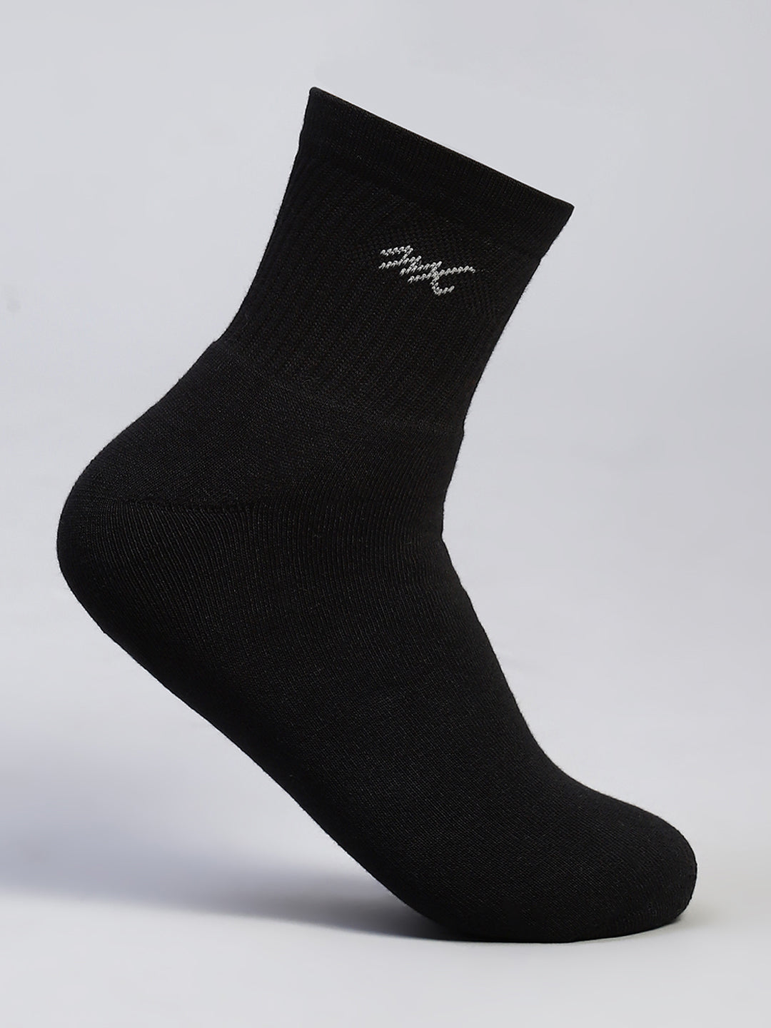 Men Cotton Blend Self Design Crew Length Socks (Pack of 3)