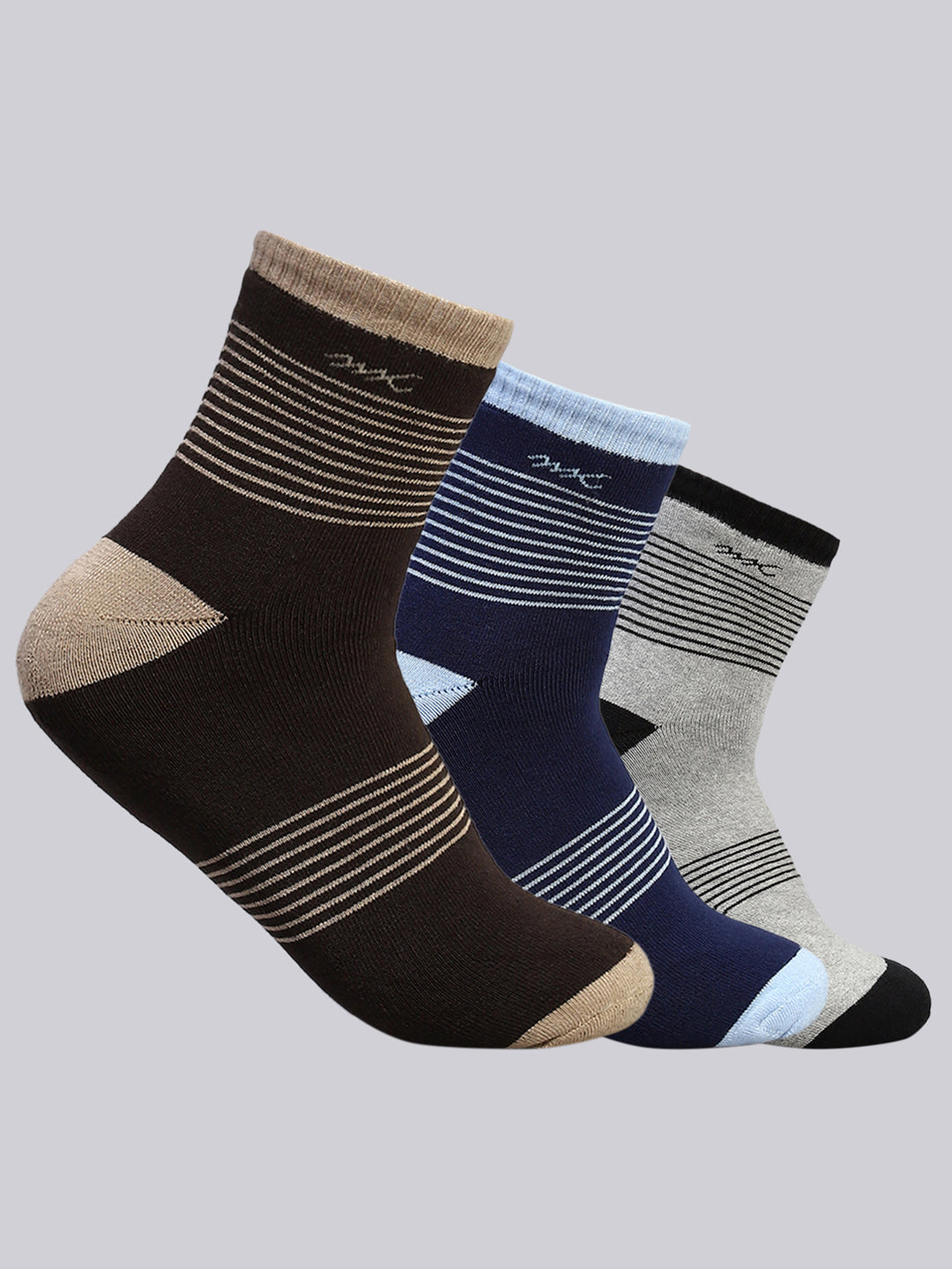Men Cotton Blend Self Design Crew Length Socks (Pack of 3)