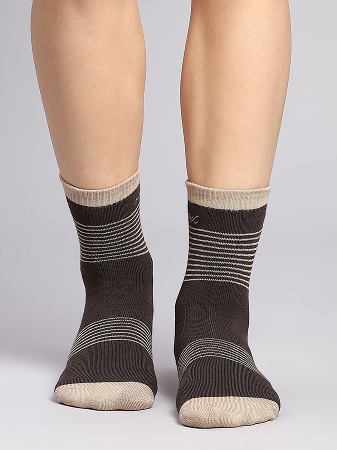 Men Cotton Blend Self Design Crew Length Socks (Pack of 3)