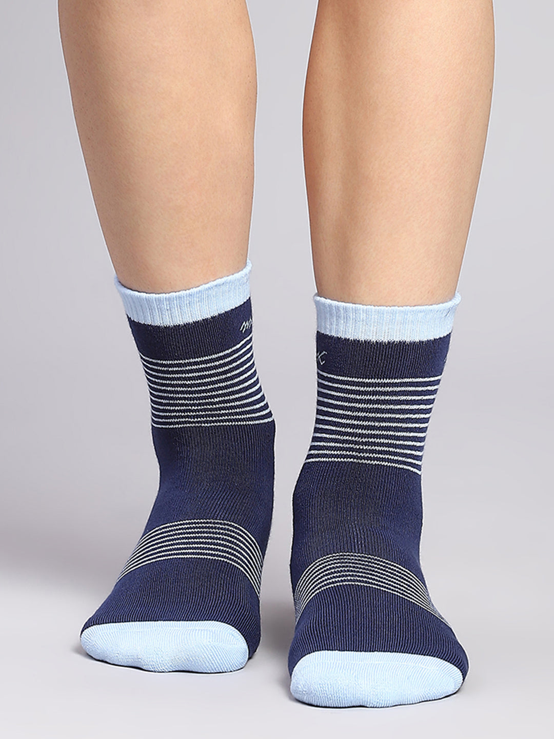 Men Cotton Blend Self Design Crew Length Socks (Pack of 3)