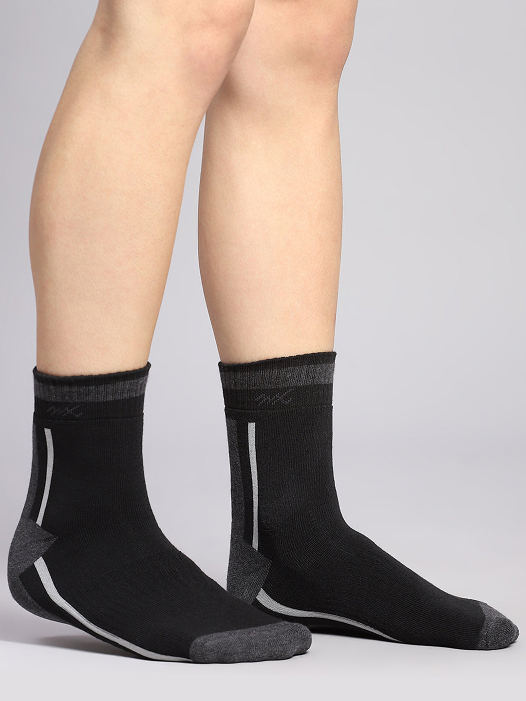 Men Cotton Blend Self Design Crew Length Socks (Pack of 3)