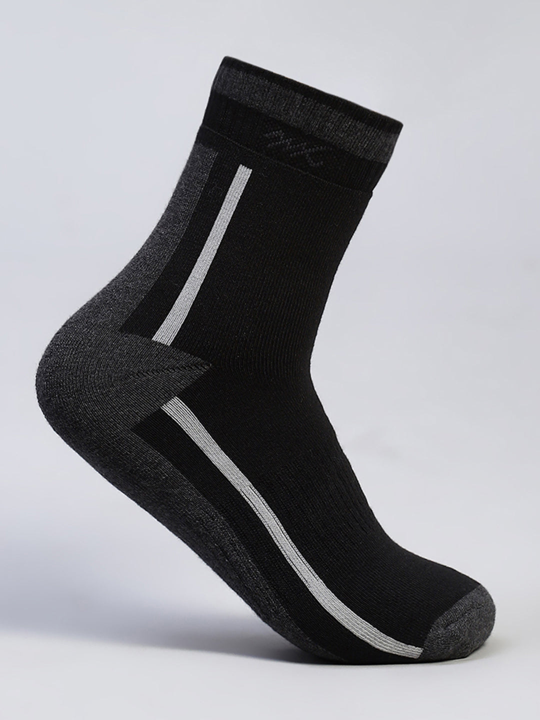Men Cotton Blend Self Design Crew Length Socks (Pack of 3)