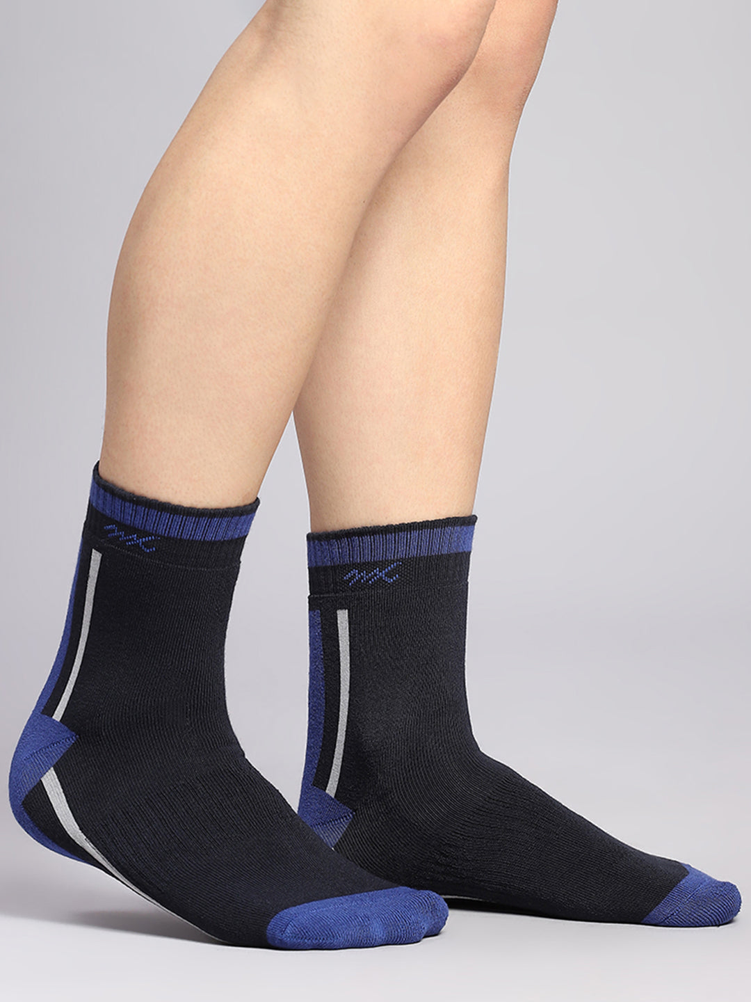Men Cotton Blend Self Design Crew Length Socks (Pack of 3)