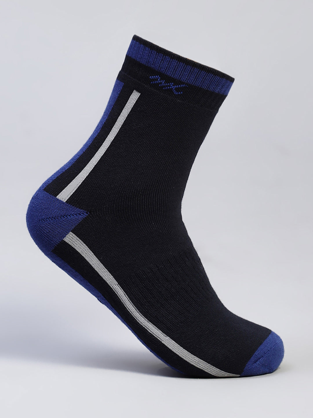 Men Cotton Blend Self Design Crew Length Socks (Pack of 3)