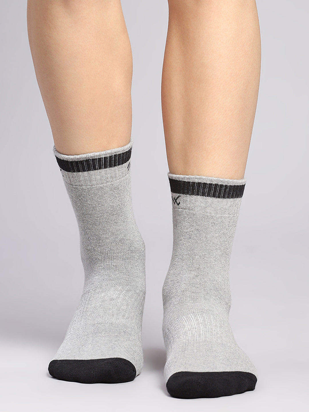 Men Cotton Blend Self Design Crew Length Socks (Pack of 3)