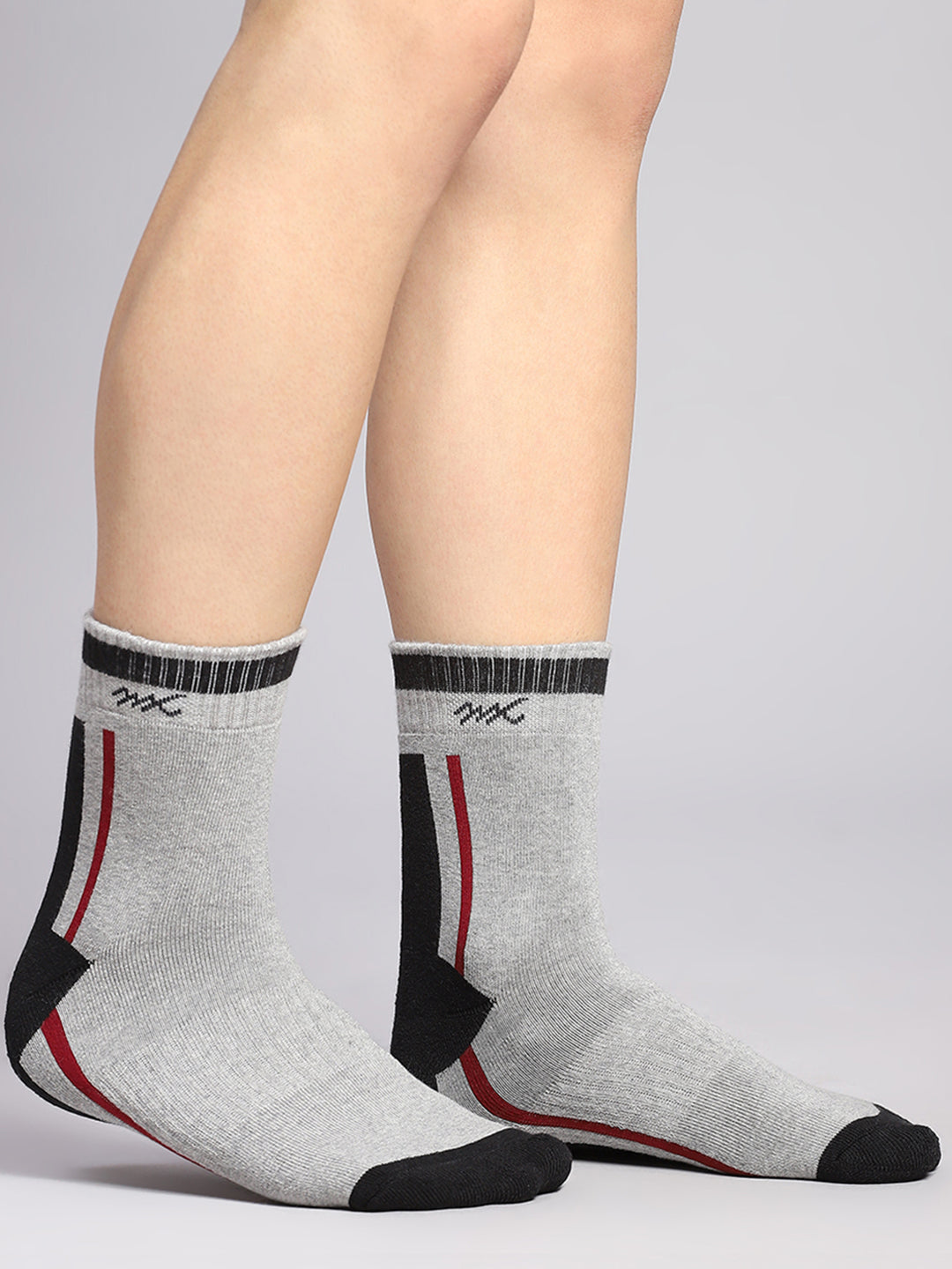 Men Cotton Blend Self Design Crew Length Socks (Pack of 3)