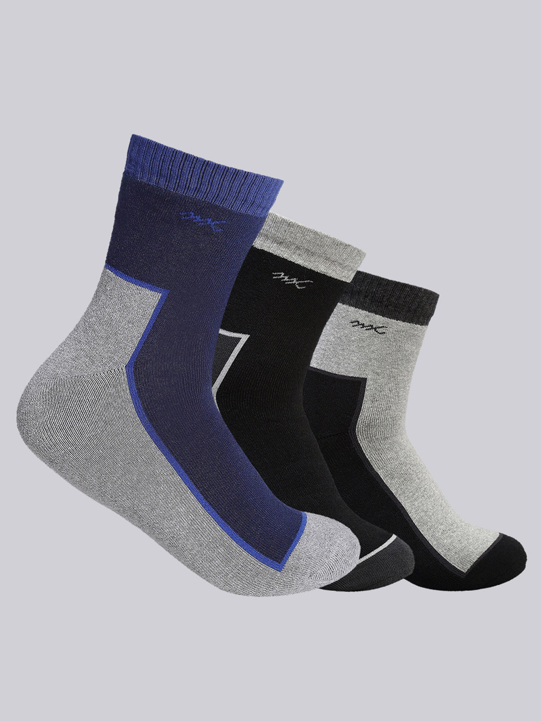 Men Cotton Blend Self Design Crew Length Socks (Pack of 3)