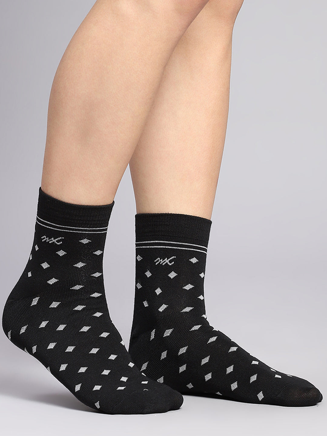 Men Cotton Blend Self Design Crew Length Socks (Pack of 3)